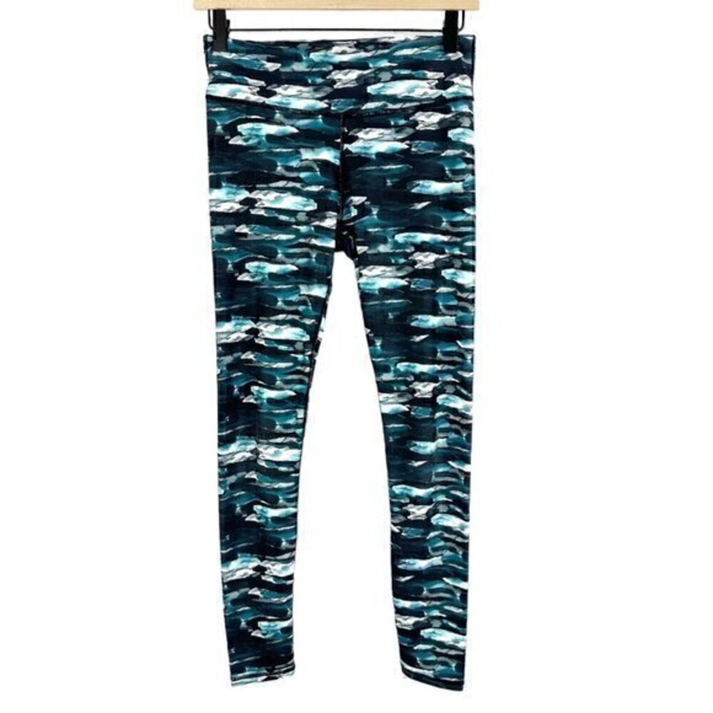 Fabletics Print Athleisure Workout Salar Leggings Blue Black Extra Small